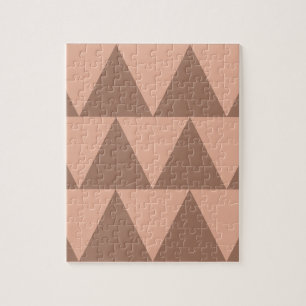 Geometric Large Triangles Mocha Mousse Dusty Pink Jigsaw Puzzle