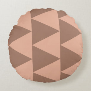 Geometric Large Triangles Mocha Mousse Dusty Pink Round Pillow