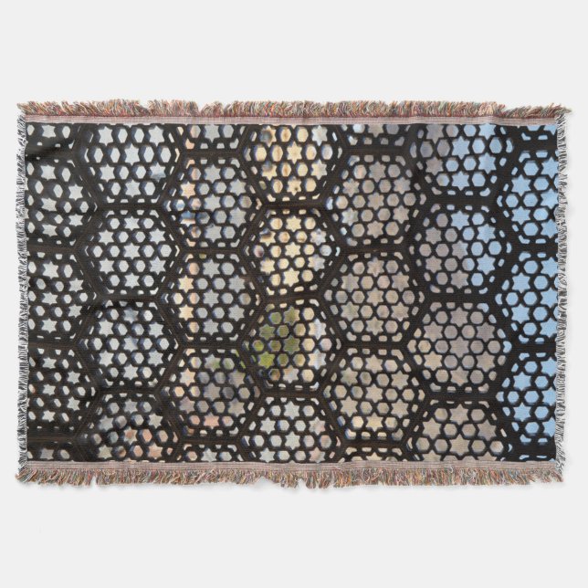 Geometric Lattice window, India Throw Blanket (Front)