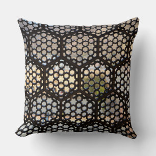 Geometric Lattice window, India Throw Pillow