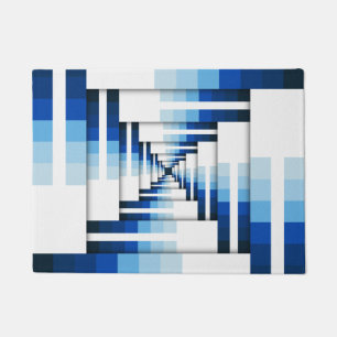 Geometric Layers of Blue Doormat