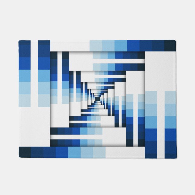 Geometric Layers of Blue Doormat (Front)