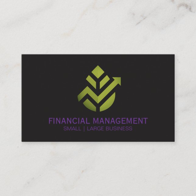 Geometric Leaf Finance Logo Business Card (Front)
