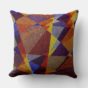 Geometric Leather Look Throw Pillow