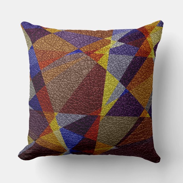Geometric Leather Look Throw Pillow (Front)