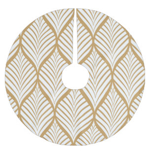 Geometric Leaves Vintage Seamless Illustration Brushed Polyester Tree Skirt