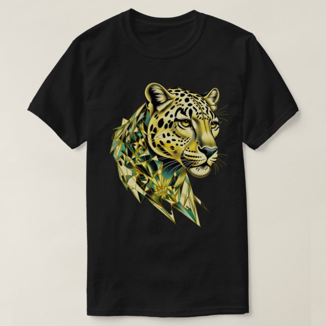 Geometric Leopard Luxury Abstract Animal Art T-Shirt (Design Front)