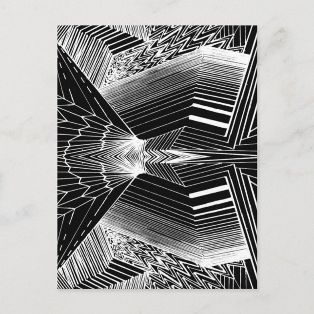 Geometric Line Art Black & White Abstract Design Postcard (Front)