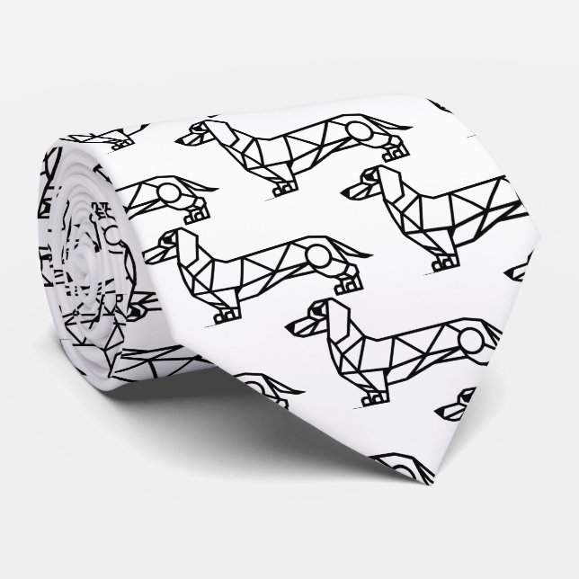 Geometric line art of a dachshund tie (Rolled)