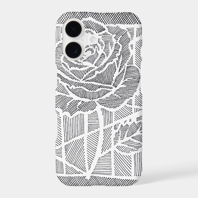 Geometric Line Art Rose Flower Case-Mate iPhone Ca (Back)