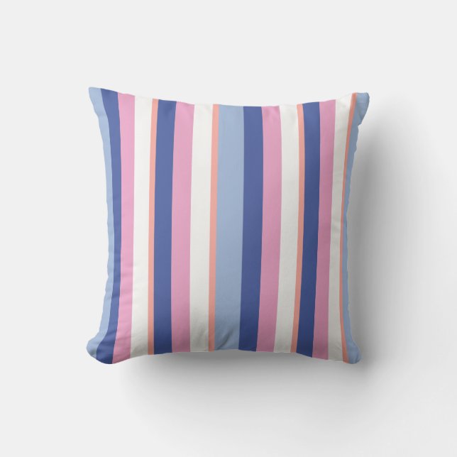 Geometric Line Pattern Pink and Blue Throw Pillow (Front)