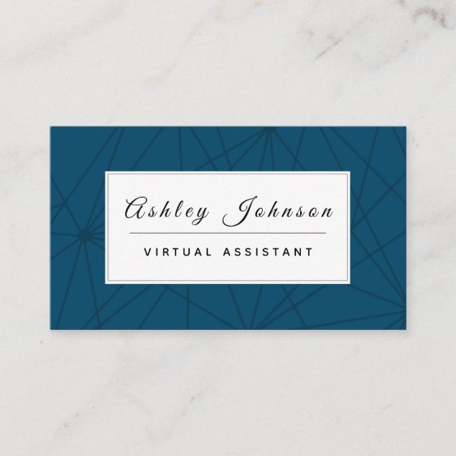 Geometric Line Pattern Virtual Assistant Creative  Business Card (Front)