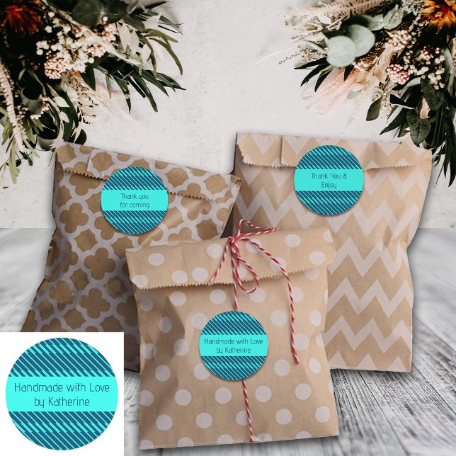 Geometric Lines Blue Custom Text Packaging Labels (Creator Uploaded)