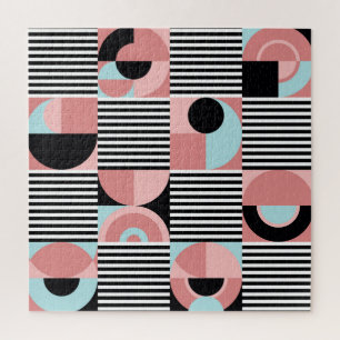 Geometric Lines, Colourful Shapes Mosaic. Jigsaw Puzzle