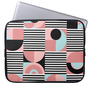 Geometric Lines, Colourful Shapes Mosaic. Laptop Sleeve