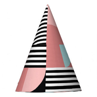 Geometric Lines, Colourful Shapes Mosaic. Party Hat