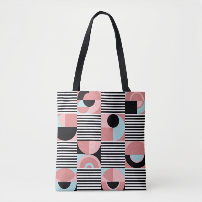 Geometric Lines, Colourful Shapes Mosaic. Tote Bag (Front)