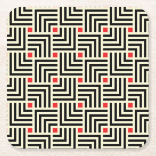 Geometric Lines Pattern Square Paper Coaster