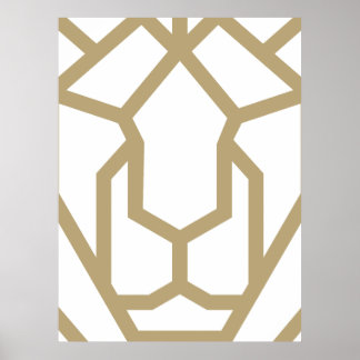 geometric lion abstract animal art, modern Poster