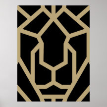 geometric lion abstract animal modern art black
