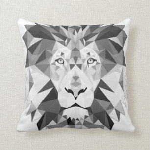 Geometric Lion Black and White Throw Pillow