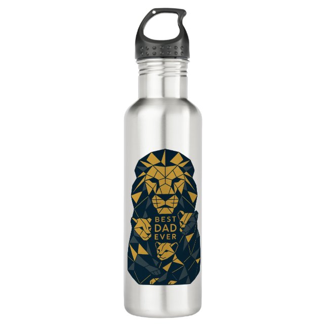 Geometric Lion Dad with Cubs Best Dad 710 Ml Water Bottle (Front)