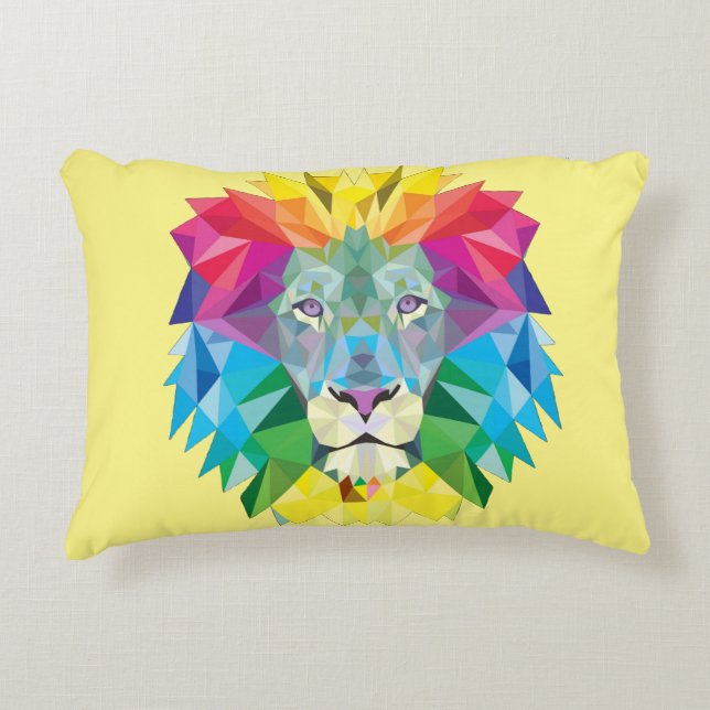 Geometric Lion Head Accent Pillow (Front)