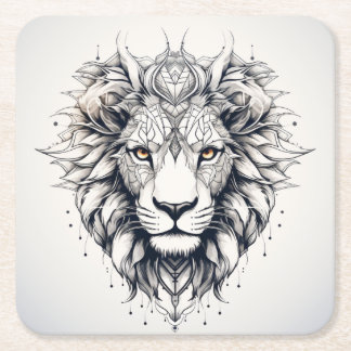 Geometric Lion Head Illustration Coaster