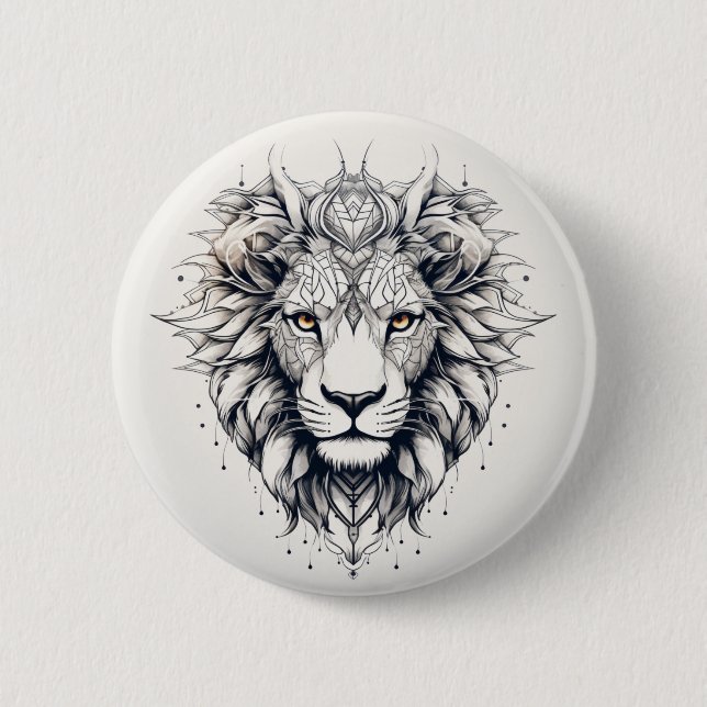 Geometric Lion Head Illustration Pin (Front)