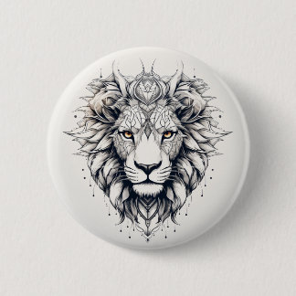 Geometric Lion Head Illustration Pin
