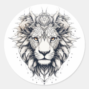 Geometric Lion Head Illustration Sticker
