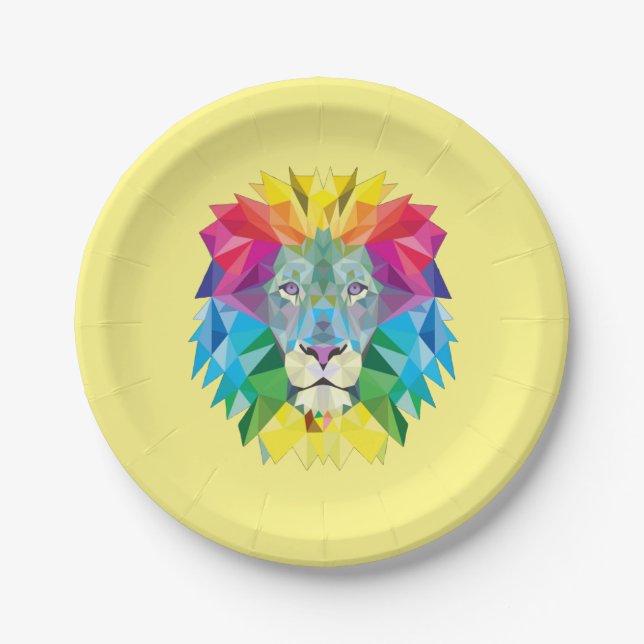 Geometric Lion Head Paper Plate (Front)