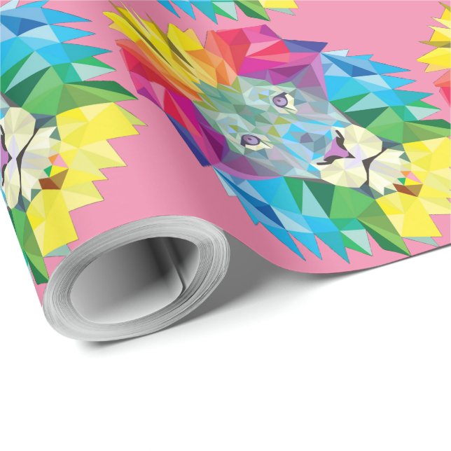 Geometric Lion Head Wrapping Paper (Roll Corner)