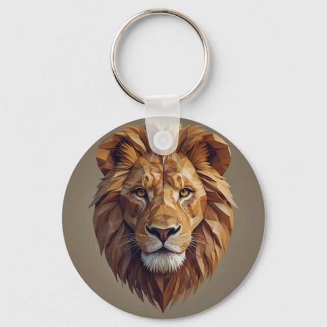 Geometric Lion Keychain (Front)