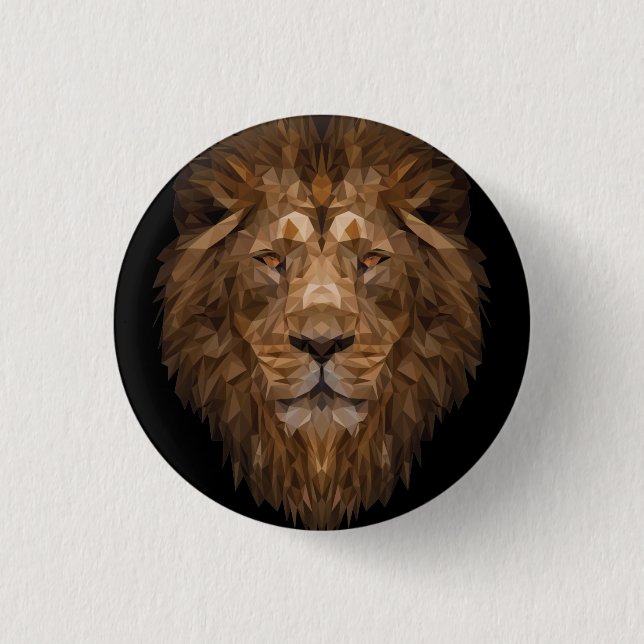 Geometric Lion Portrait 1 Inch Round Button (Front)