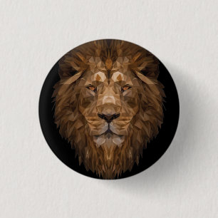 Geometric Lion Portrait 1 Inch Round Button