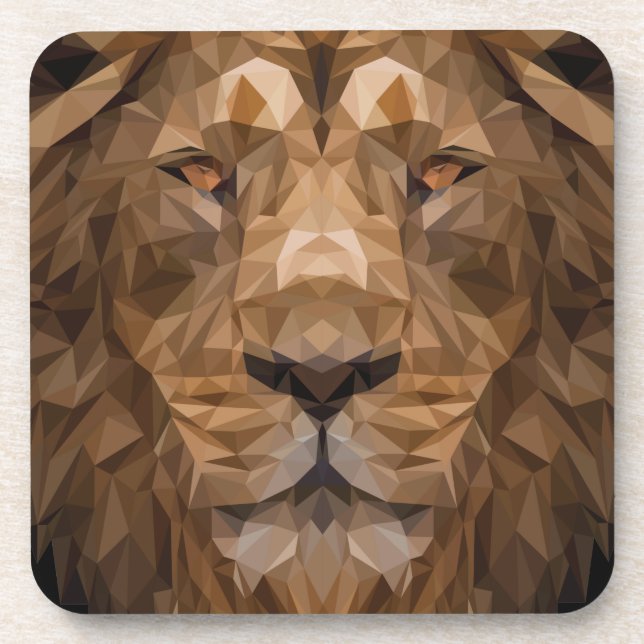 Geometric Lion Portrait Coaster (Front)