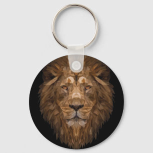 Geometric Lion Portrait Keychain