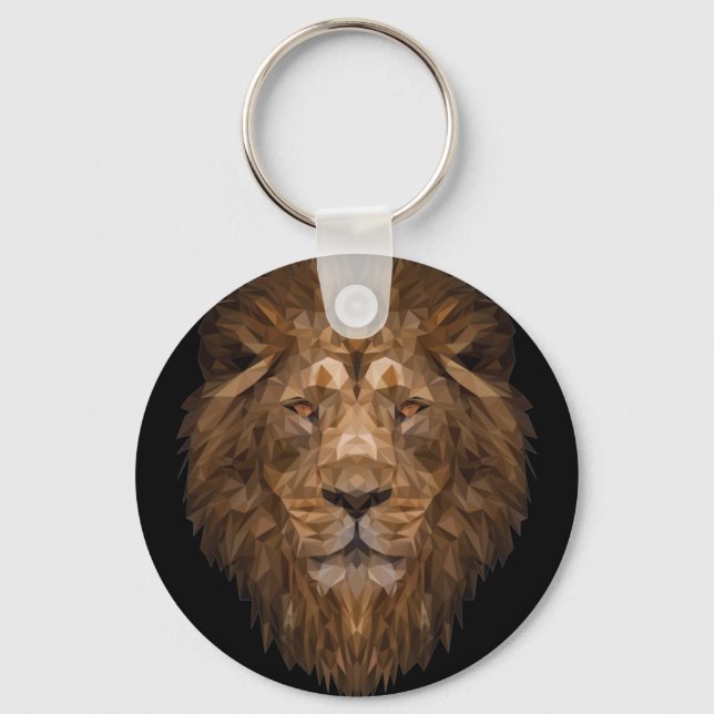 Geometric Lion Portrait Keychain (Front)