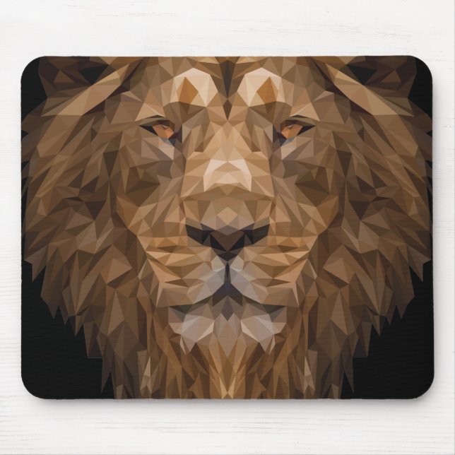 Geometric Lion Portrait Mouse Pad (Front)