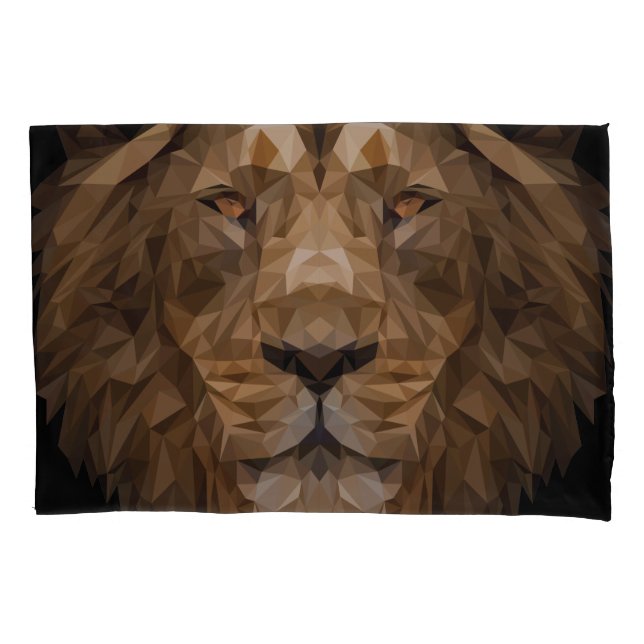Geometric Lion Portrait Pillowcase (Front)