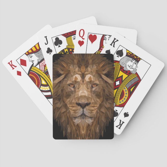 Geometric Lion Portrait Playing Cards (Back)