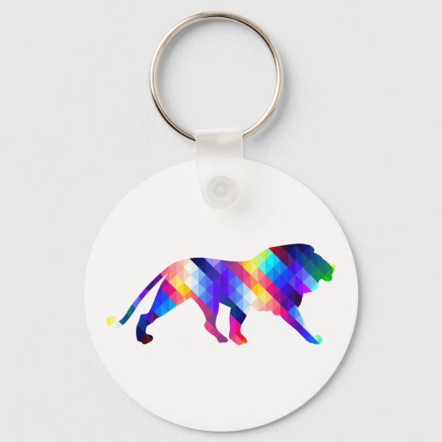 Geometric lion silhouette keychain (Front)