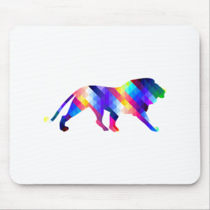 Geometric lion silhouette mouse pad