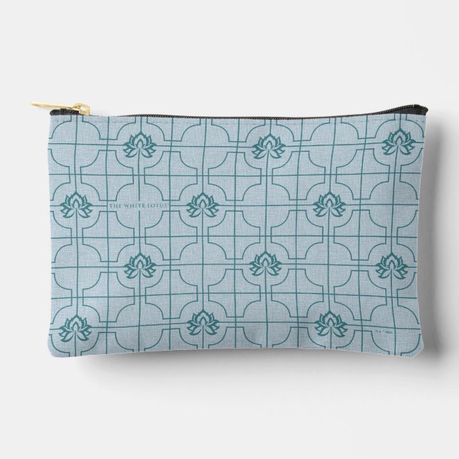 Geometric Lotus Grid Pattern - The White Lotus Accessory Pouch (Front)