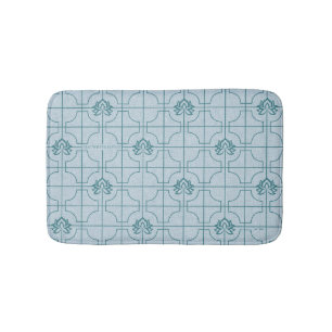 Geometric Lotus Grid Pattern - The White Lotus Bath Mat