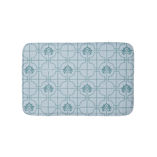 Geometric Lotus Grid Pattern - The White Lotus Bath Mat (Front)