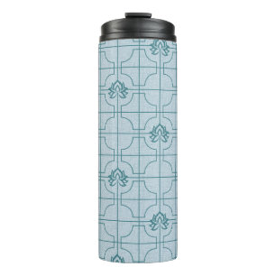 Geometric Lotus Grid Pattern - The White Lotus Thermal Tumbler