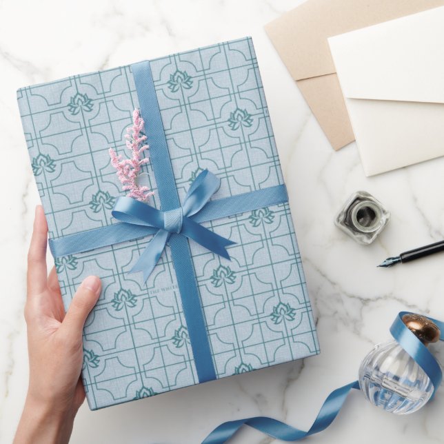 Geometric Lotus Grid Pattern - The White Lotus Wrapping Paper (Gifting)