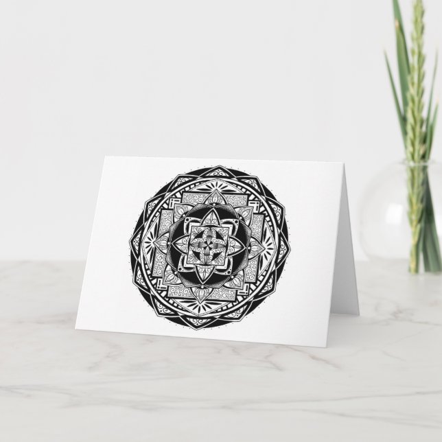 Geometric Lotus Mandala blank greeting card (Front)